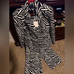 Naked Wardrobe double breasted Zebra Print Blazer and Pants Set